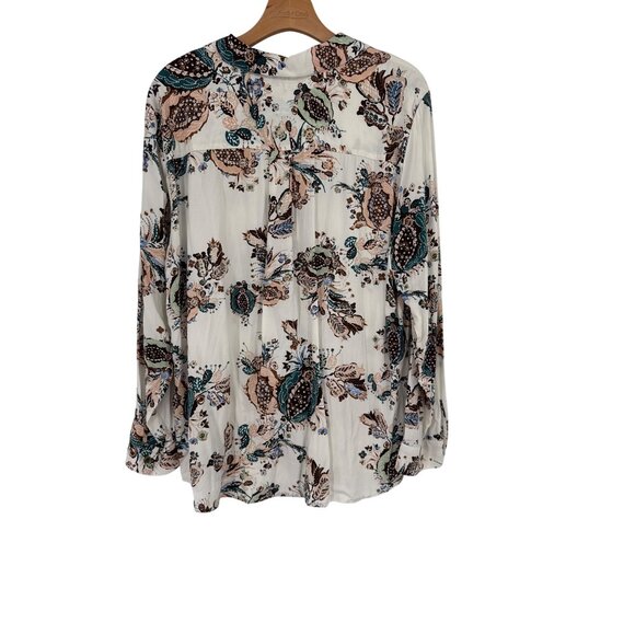 Chicos 3 Womens Floral lace up tunic top  Blouse Size XL Modal Rayon - Picture 2 of 4